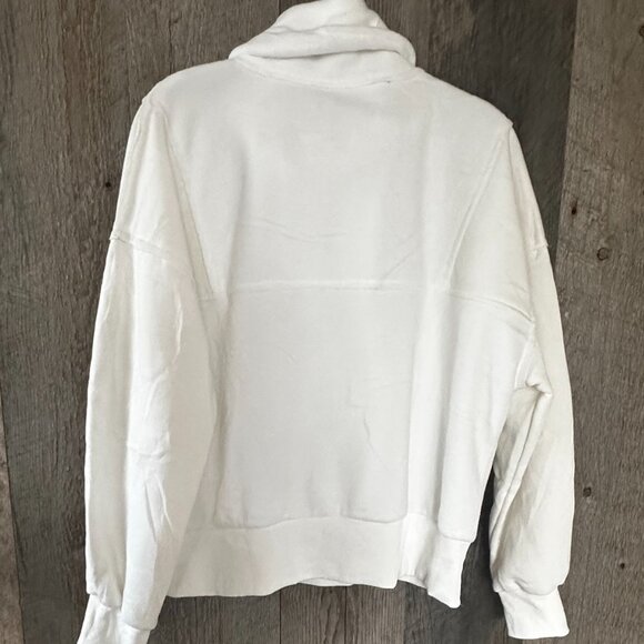 White 1/4 Zip Sweatshirt with Front Pockets - Picture 7 of 11